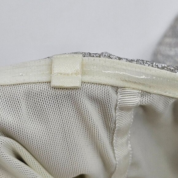 Jonathan Simkhai Plisse Metallic Bustier Ruffle Dress Silver Women’s Size 10 - Picture 9 of 16